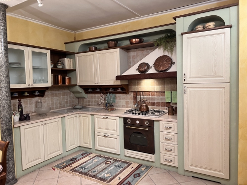 cucina jennifer colore decape' panna con inserti in finta muratura euro 5.500,00 (completa di elettrodomestici)